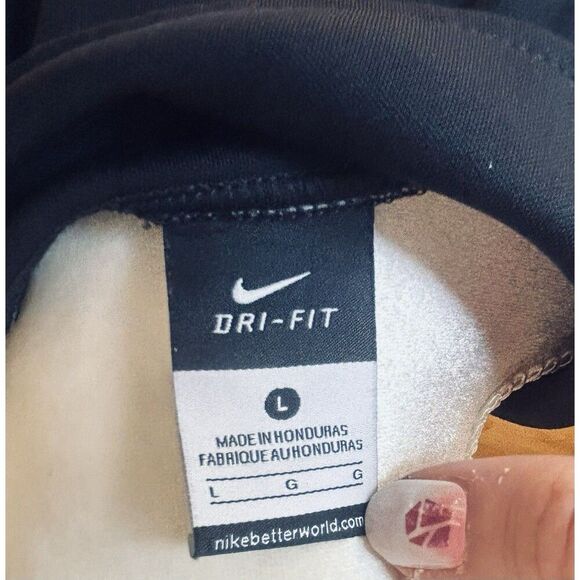 Nike Dri-Fit T-Shirt Short Sleeve Athletic White Black Large 1/4 Zip - Picture 6 of 9